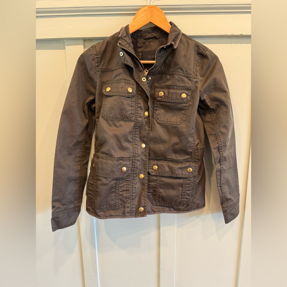 💚 J.Crew Relaxed Boyfriend Downtown Field Jacket | XXS | Classic Olive - Picture 3 of 6